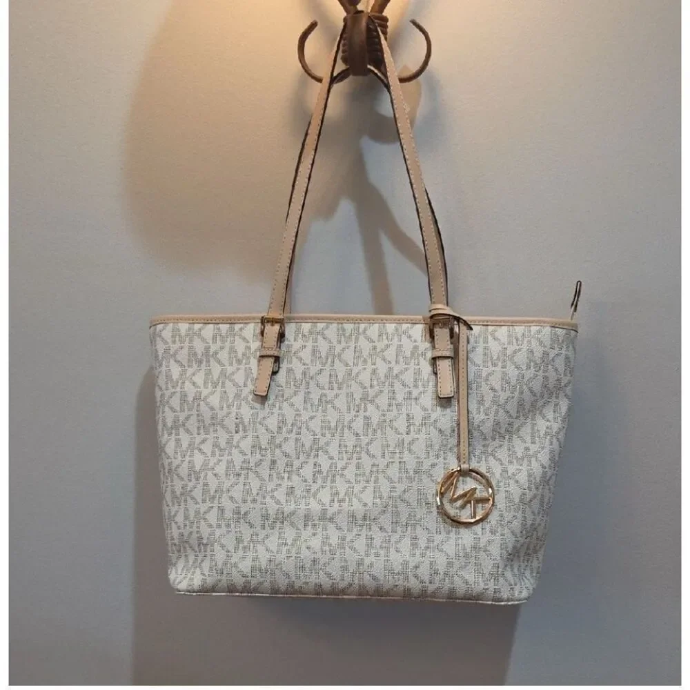 Michael Kors Beige and Cream Large Tote Bag